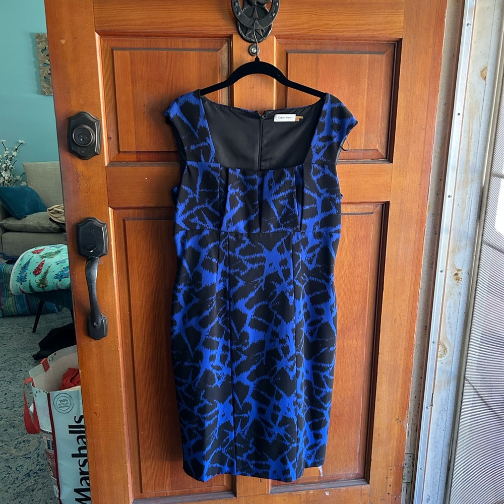 Calvin Klein Black and Blue Midi Dress